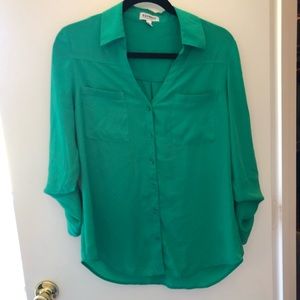 Express portofino blouse medium kelly green button
